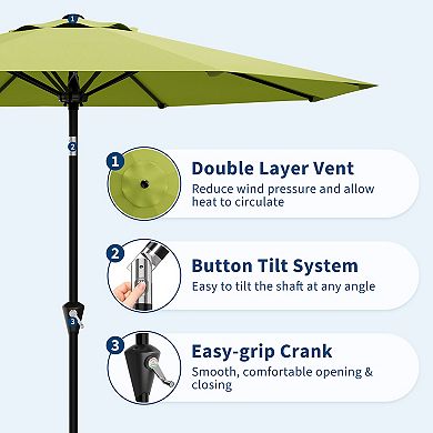 9FT Outdoor Table Umbrella with Push Button Tilt and Crank,without base