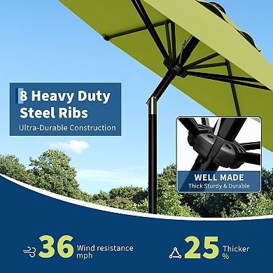 9FT Outdoor Table Umbrella with Push Button Tilt and Crank,without base