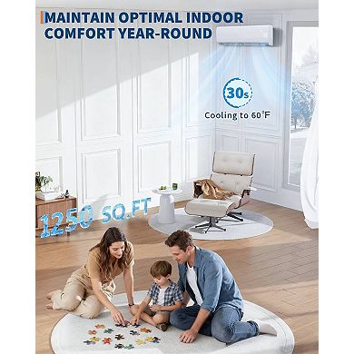 11500 BTU Mini Split AC, 17 SEER2, 115V, R32, WiFi Alexa, 750 Sq Ft