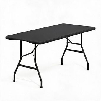 6FT HDPE Folding Table Steel Frame Portable with Carry Handle