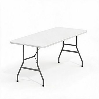 6FT HDPE Folding Table Steel Frame Portable with Carry Handle