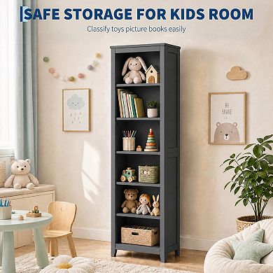 6-Tier Tall Bookshelf, 70.3" Display Storage Shelf Organizer