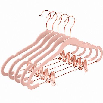 20 Pack Slim Non Slip Felt Pant Hangers w/ Adjustable Clips Rosegold Hooks Closet Organizer