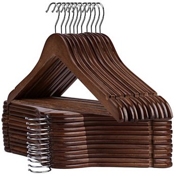 30 Pack Sturdy Wooden Clothes Hangers Heavy Duty Non Slip Closet Organizer
