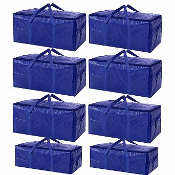 8 Pack Extra Heavy Duty Large Moving Bags Strong Zipper Carrying Handles Storage Totes
