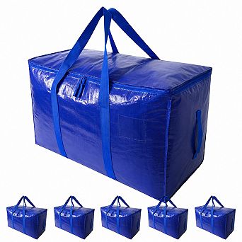 Extra Large Heavy Duty Moving Bags With Zippers Handles 6 Pack Storage Organizer