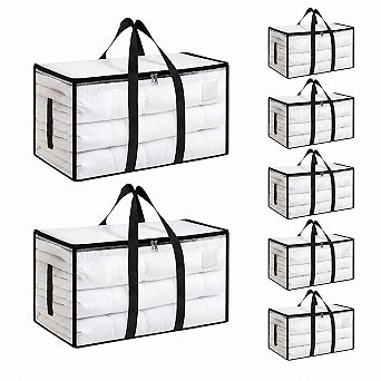 8 Pack Extra Large Heavy Duty Moving Bags Waterproof Storage Totes W/ Handles Zippers College Dorms