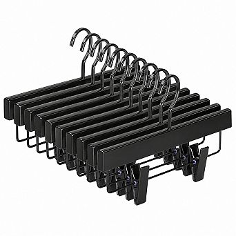 20 Pack Solid Wood Pants Hangers with Adjustable Clips 360 Swivel Rust Proof Hook