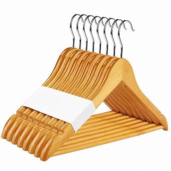 8 Pack Heavy Duty Wooden Coat Hangers 360 Rotatable Hook With Notches