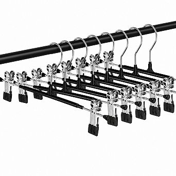 30 Pack 12 Inch Adjustable Heavy Duty Stainless Steel Pants Hangers With Clips Space Saving Non Slip