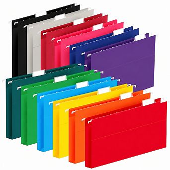 12 Pack Letter Size Hanging File Folders 15 Cut Adjustable Tabs Color Coded Organizer