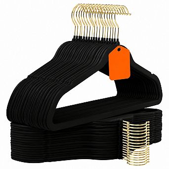 50 Pack Black Non Slip Heavy Duty Slim Velvet Clothes Hangers Space Saving Closet Organizer