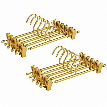 10 Pack Matte Aluminum Pants Hangers Adjustable Non Slip Clips Light Sturdy