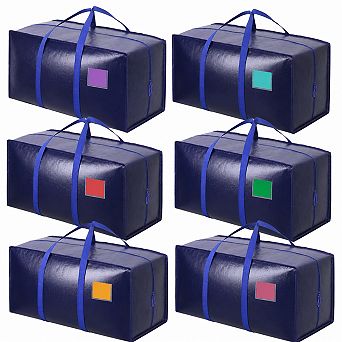 6 Pack Heavy Duty Moving Bags 93L Waterproof Foldable Storage Totes For College Home Organization