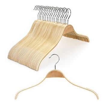 Slim Wooden Hangers Non Slip Rubber Grips No Shoulder Bump 18 Pack
