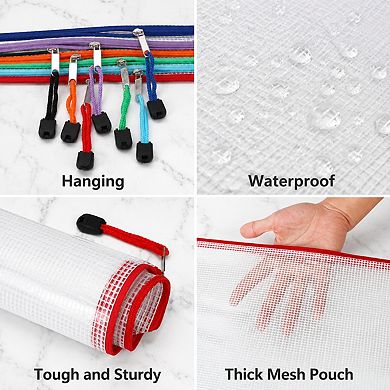24 Mesh Zipper Pouches Waterproof Letter Size File Organizer Puzzle Storage Bags
