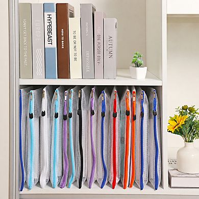 24 Mesh Zipper Pouches Waterproof Letter Size File Organizer Puzzle Storage Bags