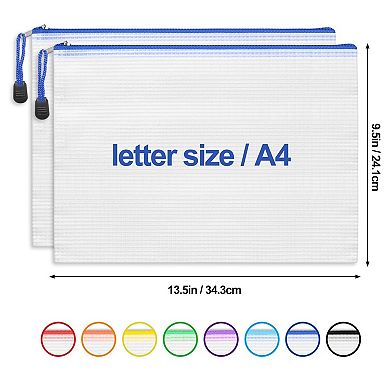 24 Mesh Zipper Pouches Waterproof Letter Size File Organizer Puzzle Storage Bags