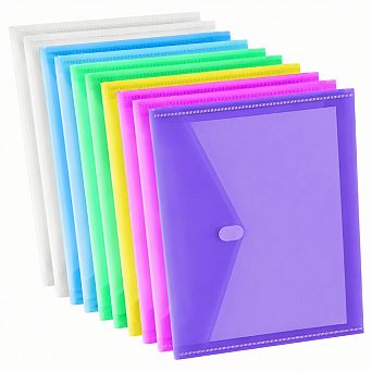 12 Pack Plastic Envelope Folders 6 Assorted Colors Waterproof Document Organizer