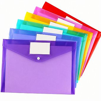 6 Pack Clear Plastic Document Folders Snap On Label Pocket Letter A4 Size Organization