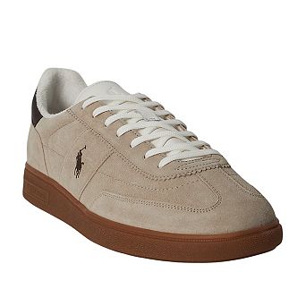 Ralph Lauren Mens Embroidered Logo Leather Flat Trainers