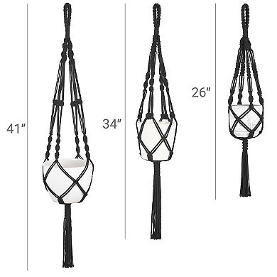 3 Pack Handwoven Cotton Macrame Plant Hangers Boho Home Decor Indoor Outdoor