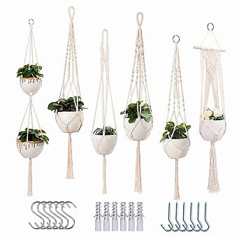 Macrame Plant Hangers Handmade Cotton Rope Indoor Outdoor Boho Decor Holders
