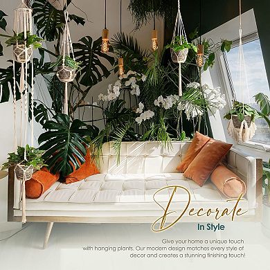 4 Pack Boho Macrame Hanging Plant Holders With Tassels Indoor Home Decor