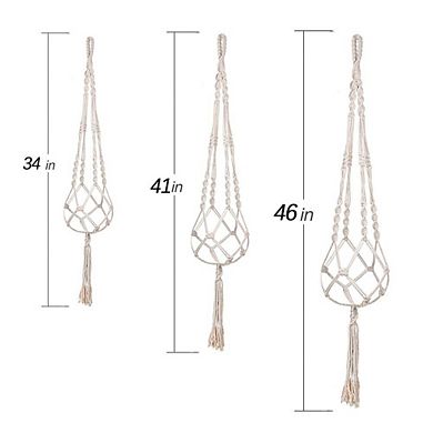 3 Pack Macrame Plant Hangers With Hooks Handmade Boho Home Decor Indoor Outdoor