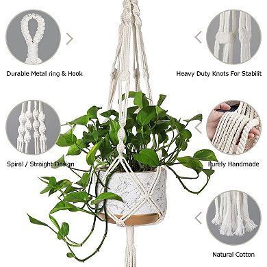 3 Pack Macrame Plant Hangers With Hooks Handmade Boho Home Decor Indoor Outdoor