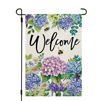 Double Sided Hydrangea Spring Garden Flag Weather Resistant Outdoor Yard Decoration
