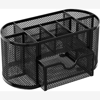 Mesh Desk Organizer with Drawer and 9 Storage Compartments