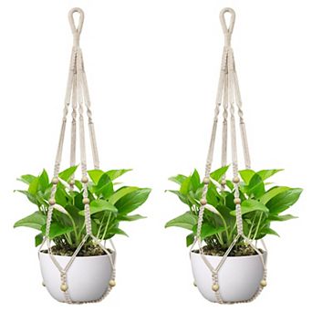 Macrame Cotton Hanging Planter Holder Boho Indoor Outdoor Home Decor