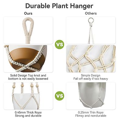 Macrame Cotton Hanging Planter Holder Boho Indoor Outdoor Home Decor