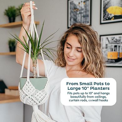 Macrame Plant Hangers With Hooks Boho Indoor Outdoor Decorative Planters