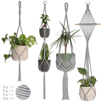 Macrame Plant Hangers With Hooks Boho Indoor Outdoor Decorative Planters