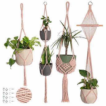 Macrame Plant Hangers With Hooks Boho Indoor Outdoor Decorative Planters