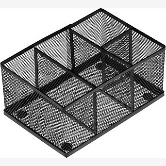 Mesh Desk Organizer with 4 Compartments Pen and Pencil Holder