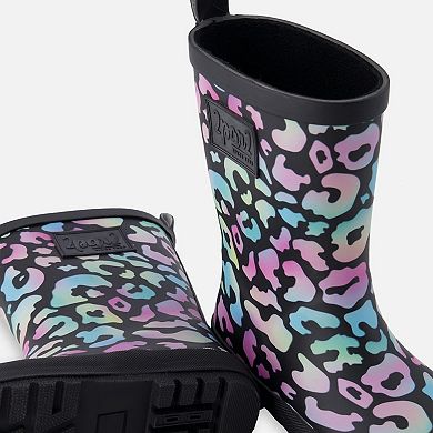 Kids Girl Rain Boots In Rubber Animal Print