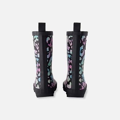 Kids Girl Rain Boots In Rubber Animal Print