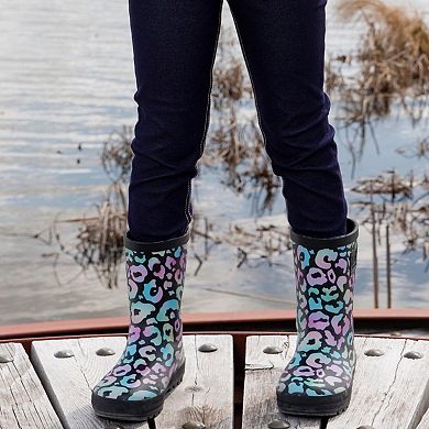 Kids Girl Rain Boots In Rubber Animal Print