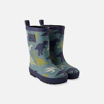 Kids Boy Rain Boots In Rubber Dinosaur Print