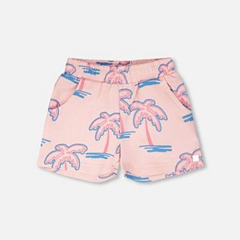 Little Kids Girl French Terry Shorts Palm Print