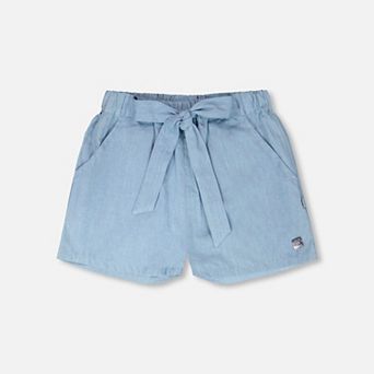 Little Kids Girl Chambray Elastic Waist Shorts