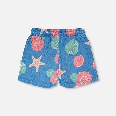 Little Kids Girl Crinkle Jersey Shorts Shell Print