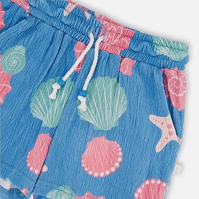 Little Kids Girl Crinkle Jersey Shorts Shell Print