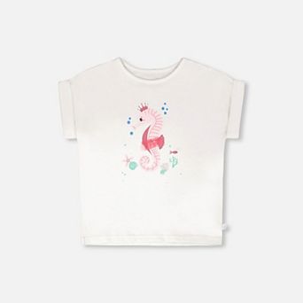 Big Kids Girl Organic Cotton Jersey Cuffed Graphic T-Shirt