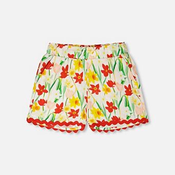 Little Kids Girl Viscose Shorts Daffodil Print