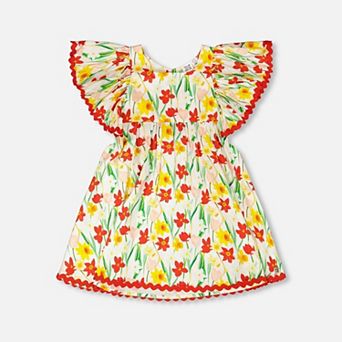 Big Kids Girl Viscose Dress Daffodil Print