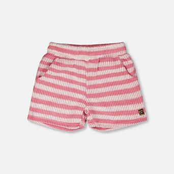 Little Kids Girl Striped Scoop Pocket Shorts